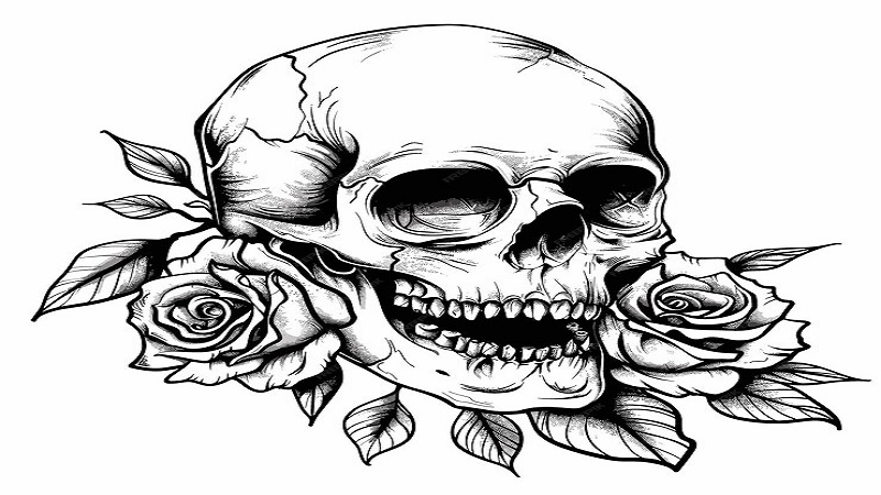 Rose:kcsr_8nflku= Skull Drawing